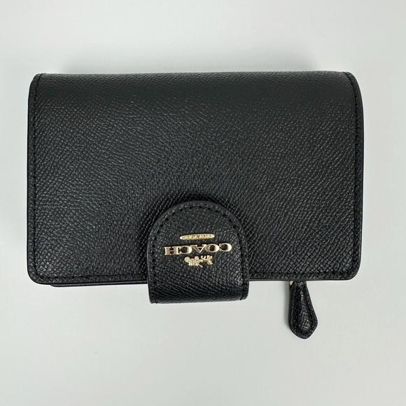 🏷️SOLD Coach Medium Corner Zip Wallet in Black Crossgrain Leather - Picture 5 of 12